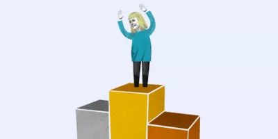Illustration of a person stood on a podium.