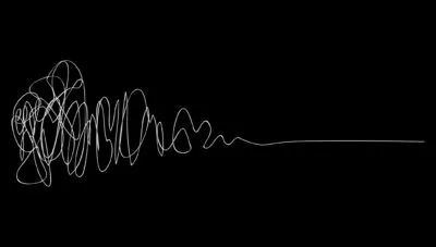 A black background with a big squiggly mess on the left, gradually getting more linear as it moves to the right
