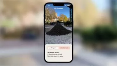 A pile of coal in the user's space, using augmented reality