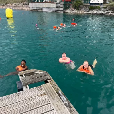 Kabi, Charlotte and Natale open water swimming