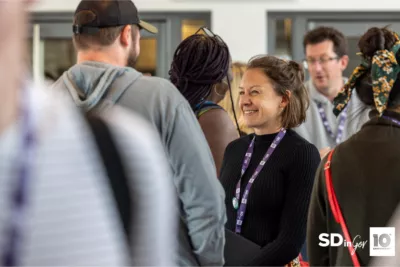 Nicola Pritchard chatting to Mark Skinner at SDinGov 2023