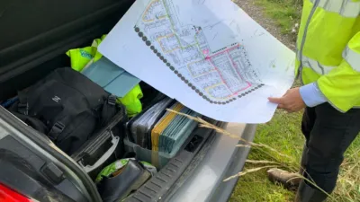 The boot of a NSA’s car filled with site plans and equipment